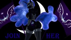 3d 3d_(artwork) alicorn anthro ass blue_hair dark_persona equid equine fanatic-heretic-101 female friendship_is_magic furry hasbro long_hair mammal my_little_pony nightmare_moon_(mlp) princess_luna_(mlp) smile solo tail very_long_hair wings