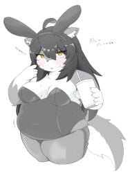 bbw big_breasts breasts bunnysuit cleavage female furry huge_breasts mokeee57 overweight thick_thighs wide_hips