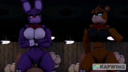 3d_(artwork) animated ankha_ride_(minus8) big_breasts bonnie_(fnaf) bra collage cowgirl_position five_nights_at_freddy's freddy_(fnaf) nightbotgrey riding_penis rule_63 tagme tits_out video watermark