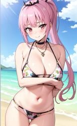 1girl 1girls ai_anatomy ai_generated ai_hands big_breasts blush bra breasts busty choker cleavage covering_breast female floral_bikini floral_print floral_print_bikini high_ponytail hololive hololive_english large_breasts long_hair mori_calliope necklace pink_eyes pink_hair pixai ponytail seductive seductive_eyes seductive_look seductive_smile self_upload sexy_clothing smile swimsuit thick thick_hips thick_thighs thighs thong virtual_youtuber voluptuous voluptuous_female wide_hips