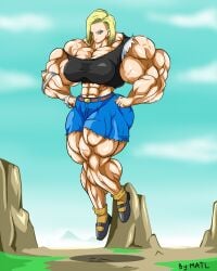 abs android_18 biceps breasts dragon_ball dragon_ball_z female hyper_muscles matl muscles muscular muscular_arms muscular_female muscular_legs muscular_thighs pecs