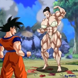 2d abs angry biceps breasts chichi chichi_(majin_buu_saga) dragon_ball dragon_ball_z female full_color matl muscles muscular muscular_arms muscular_female muscular_legs muscular_thighs no_penetration pecs son_goku