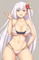 1girls adult adult_female arciealbano arm_up ass_visible_from_the_front ass_visible_through_thighs azur_lane bare_arms bare_belly bare_chest bare_hands bare_hips bare_legs bare_midriff bare_navel bare_shoulders bare_skin bare_thighs belly belly_button blue_eyes blue_eyes_female blush blushing_female breasts busty busty_female cleavage collarbone curvy curvy_body curvy_female curvy_figure curvy_hips dot_nose elbows exposed exposed_arms exposed_belly exposed_legs exposed_midriff exposed_shoulders exposed_thighs eyebrows_visible_through_hair female female_focus female_only fingers grey_background groin hair_ornament hair_ornaments hand_on_hip hand_on_own_hip hand_up high_resolution highres hourglass_figure large_breasts lean_body lean_figure legs light-skined_female light-skinned light-skinned_female light_skin light_skin_female light_skinned light_skinned_female long_hair looking_at_viewer mature mature_female navel open_mouth open_mouth_smile parted_lips ponytail revealing_clothes shoukaku_(azur_lane) shoulders side_ponytail simple_background skimpy_clothes slender_body slender_waist slim_girl slim_waist smile smiley_face smiling smiling_at_viewer solo standing thick_thighs thighs thin_waist tongue upper_body upper_teeth v-line white_eyebrows white_hair white_hair_female wide_hips