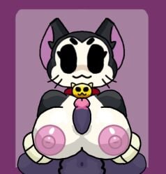 1boy 1girl1boy 1girls :3 big_breasts big_penis black_body black_eyes black_fur brawl_stars breasts breasts cat_ears female kit_(brawl_stars) male nipples penis penis_between_breasts simple_background titjob titjob white_body white_fur