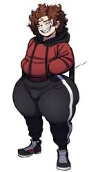 1boy blackwhiplash braces brown_hair bulge bulge_through_clothing clothed curvaceous curvy dylan_roberts fat_ass freckles freckles_on_face hoodie huge_ass huge_thighs long_hair male_only pale_skin red_hoodie thick_thighs track_pants transparent_background voluptuous voluptuous_male wide_hips