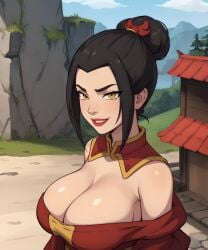 1girls ai_generated avatar_legends avatar_the_last_airbender azula big_breasts breasts cleavage female fire_nation princess yellow_eyes