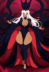 ai_generated black_clothing celestial_dragon curvy evil female female_only hypothetical imu_(one_piece) large_breasts mullon novelai one_piece pelvic_curtain queen red_eyes solo tenryuubito thick_thighs voluptuous voluptuous_female white_hair