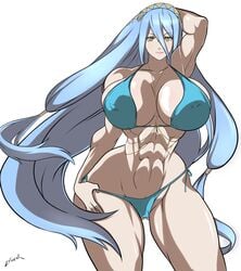 ablox azura_(fire_emblem) bikini blue_hair breasts female fire_emblem huge_breasts muscles muscular_female swimsuit zetarok