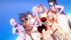 1boy 3d 5girls 5girls1boy alternate_breast_size ass beach beach_background big_ass big_breasts bikini black_hair blonde_hair blue_eyes breasts bubble_ass bubble_butt danganronpa danganronpa:_trigger_happy_havoc danganronpa_1 danganronpa_killer_killer dark-skinned_female dark_skin female fenrirsjaw harukawa_maki human junko_enoshima kirigiri_kyouko large_breasts lavender_eyes lavender_hair leifruby2 light-skinned_female light-skinned_male light_skin long_hair looking_at_viewer male massive_ass massive_breasts mukuro_ikusaba multiple_girls muscular_female muscular_male owari_akane ponytail red_eyes scar scared scars scars_all_over short_hair smile smiling smiling_at_viewer straight_hair sunglasses sunglasses_on_head swimsuit takumi_hijirihara tattoo tattoo_on_arm tattooed_arm tattoos thick_thighs thighs two_piece_swimsuit v_sign voluptuous voluptuous_female wide_hips