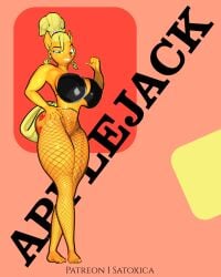 1080p 1female 1girls 3d 3d_(artwork) anthro applejack_(mlp) fishnets furry my_little_pony satoxica