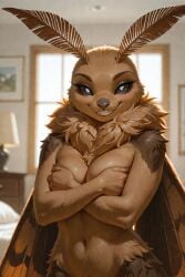 1girls ai_generated anthro anthro_female black_eyes brown_fur brown_hair female manna_(scorpianpp) moth moth_girl original_character scorpianpp self_upload stable_diffusion wings