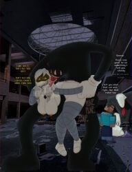 abrahamslapper cartoon_cat choking choking_while_penetrating cyn_(murder_drones) cyntessa_(murder_drones) female herobrine holding_up_female holding_up_other_character male male/female murder_drones plapping plapping_big_butt saliva saliva_string saliva_trail slenderman stomach_bulge teasing uzi_(murder_drones)