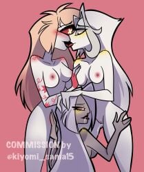 after_cunnilingus blush breast_grab breasts cherri_bomb female female_only fff_threesome french_kiss hair hazbin_hotel hellaverse kissing kiyomi_sama_15 lesbian lesbian_kiss lesbian_threesome lesbians lute_(hazbin_hotel) nipples nude nude_female open_mouth open_smile pleasure_face pussy pussy_juice saliva sex smile teeth thick_thighs threesome tongue tongue_out vaggie_(hazbin_hotel) yuri