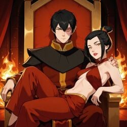ai_generated avatar_legends avatar_the_last_airbender azula black_hair brother brother_and_sister incest incest_(lore) nickelodeon royalty sister submissive submissive_female tagme throne zuko