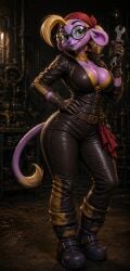 ai_generated sly_cooper_(series) mouse mouse_girl busty busty_female busty_girl blonde_hair blonde_female blonde blonde-haired_female blonde_hair_female leather leather_clothing boobs tits breasts big_breasts big_tits big_boobs sexy sexy_pose sexy_body sexy_female sexy_clothing