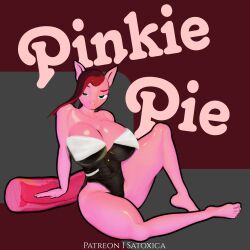 3d 3d_(artwork) 4k anthro anthro_only clothed female_only furry my_little_pony pink_body pinkie_pie_(mlp) satoxica sitting_on_floor