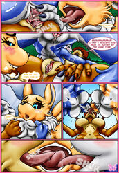 anthro blue_fur breasts canine comic crossover digimon female fox french_kissing fur group_kissing happyanthro kissing krystal licking mammal nintendo pussy renamon rodent sally_acorn sex sonic_(series) squirrel star_fox tongue tongue_out triple_kiss video_games yuri