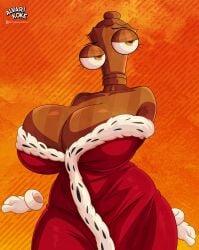 1girls 2026 alvarikokearte big_breasts breasts chess_piece cleavage clothed clothed_female female glitch_productions jpeg queenie_(the_amazing_digital_circus) robe solo solo_female the_amazing_digital_circus