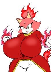 big_boobs big_breasts big_tits blaze_the_cat boobs breast_expansion breasts burning_blaze cat cat_girl catgirl mobian_(species) momiji_(artist) sonic_(series) sonic_the_hedgehog_(series) tits titties
