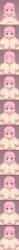 1boy 1girls breasts broken_english censored cum cum_between_breasts cum_on_breasts dialogue ejaculation ejaculation_between_breasts english_text hours_later huge_breasts male_pov multiple_orgasms nipples paizuri penis pink_hair pov precum premature_ejaculation premature_ejaculation_shaming small_penis small_penis_adoration text