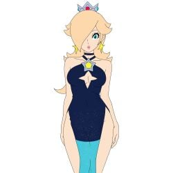 ass blonde_female blonde_hair blue_dress blue_eyes boobs breasts crown earrings high_slit_dress looking_at_viewer mario_(series) no_bra no_panties pale-skinned_female pale_skin princess_rosalina silver_crown sky_blue_eyes smile smiling smiling_at_viewer star_earrings starry_night_dress_(sarukaiwolf) super_mario_galaxy thick_ass thick_thighs thighs white_skin xaviex2005