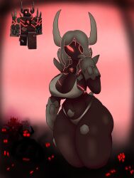 1girls big_breasts bra breasts calamity_(tdx) female female_only long_hair missingnok reference_image roblox roblox_game robloxian solo standing stomach tagme thick_thighs thighs thong tower_defense_x underboob