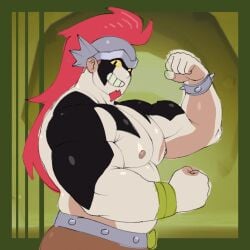 barama5688 gay muscular musclegut muscles bara flexing beefy damian_(brawl_stars) brawl_stars