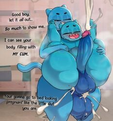 1boy 1futa anthro anthro_on_anthro balls big_balls big_cock bigger_futa blue_skin cartoon_network cum_inside cumming cumming_while_penetrated cumming_while_penetrating feline_humanoid futa_on_male futa_penetrating_male futanari gumball_watterson huge_cock incest incestuous inflation looking_at_penis mother_and_child mother_and_son nicole_watterson pleasure_face senor9 senordraws tail the_amazing_world_of_gumball
