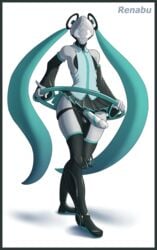 alien clothed clothing cosplay crossdressing femboy girly hatsune_miku humanoid humanoid_penis male nezha_(warframe) panties penis renabu simple_background solo tenno underwear video_games vocaloid warframe watermark