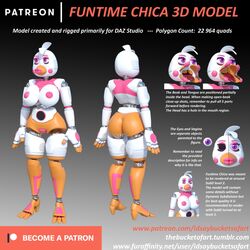 3d 3d_model animatronic anthro breasts female five_nights_at_freddy's fnaf freddy_fazbear's_pizzeria_simulator funtime_chica_(fnaf) idsaybucketsofart machine nipples pussy robot scottgames solo video_games