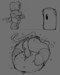 <3 ... 1futa 1girls balls bandage bandages bulge bulge_through_clothing female female_focus hearts hearts_around_body instant_loss_2koma monkey monkey_girl monkey_girl_(mizzydoesthings) monkey_humanoid monkey_tail objectophilia penis sandbag_(super_smash_bros.) sex starsnaughty super_smash_bros. tagme