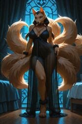1girls ai_generated anthro_female black_hair black_sclera blonde_fur blue_eyes female female_only fox_girl freesia_tye_(scorpianpp) generation_1_pokemon medium_hair nine_tailed_fox ninetales original_character pigtails pokemon pokemon_(species) scorpianpp self_upload stable_diffusion