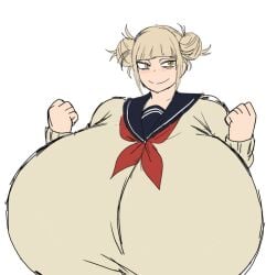 toga_himiko himiko_toga my_hero_academia blonde_hair blonde_hair_female big_breasts large_breasts breasts breasts_bigger_than_head alternate_breast_size upper_body upper_body_focus crazy crazy_female supervillainess solo solo_focus solo_female 1girls japanese japanese_female hands yellow_eyes yellow_eyes_female blush blushing white_background momiji_(artist) 2d 2d_(artwork)
