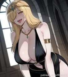 elden_ring fromsoftware elden_ring_nightreign queen_marika_the_eternal patreon patreon_username patreon_link absurdres aesthetic ai_generated anime anime_style blurred_background digital_art digital_painting high_quality highres line_art soft_shading 1girls 1girl 1female solo_focus big_breasts huge_breasts large_breasts big_ass large_ass bubble_butt bubble_ass thick curvy curvy_figure curvy_female curvy_body curvy_hips curvy_thighs sexy sexy_pose sexy_body sexy_female beautiful beautiful_girl beautiful_female cute cute_face 2026 blush blushing blush_lines blushing_female rissuai horny horny_female horny_face horny_expression excited excited_female excited_for_sex excited_expression solo long_hair breasts looking_at_viewer smile open_mouth blonde_hair dress navel cleavage jewelry bare_shoulders collarbone yellow_eyes thighs teeth sleeveless tongue indoors artist_name tongue_out necklace hair_over_one_eye black_dress sleeveless_dress window web_address armlet circlet patreon_logo navel_cutout plunging_neckline gold_necklace
