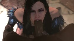 3d animated cd_projekt_red dark-skinned_male dark_skin erection fellatio female interracial looking_at_viewer male no_sound oral penis pov spoks straight the_witcher_(series) the_witcher_3:_wild_hunt video yennefer