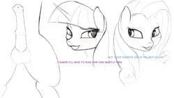 animal_genitalia animal_penis equine equine_penis erection fluffytuft friendship_is_magic horse horsecock male mammal my_little_pony penis pony rarity_(mlp) sketch straight_hair twilight_sparkle_(mlp)