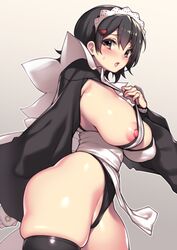 areolae big_breasts breasts female female_only fuya_(tempupupu) iroha large_breasts looking_at_viewer maid maid_headdress maid_uniform nipples samurai_shodown snk solo thighhighs