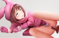 2018 blush bottomless brown_hair censored cum cum_in_pussy eyebrows_visible_through_hair female ginhaha gloves gun_gale_online hat hoodie kohiruimaki_karen llenn_(sao) long_sleeves lying mosaic_censoring on_side open_mouth penis pink_eyes pink_gloves pink_hat pussy saliva sex simple_background solo_focus sweat sword_art_online sword_art_online_alternative:_gun_gale_online teeth vaginal_penetration