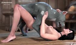 3d animated bestiality black_hair breasts canine cd_projekt_red choker dog feet female missionary missionary_position nude penetration pewposterous sound the_witcher_(series) the_witcher_3:_wild_hunt video yennefer zoophilia