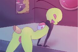 alien anal animated antennae clothed clothing dib_membrane erection green_skin invader_zim irken male mammal penis rubber smooth_skin source_request space-tanuki_(artist) yaoi zim