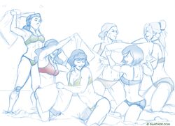 6girls asami_sato avatar_legends avatar_the_last_airbender bra cute female female_focus female_only korra kuvira kya_(tlok) lin_bei_fong lingerie medium_breasts mole mole_under_eye multiple_girls opal_bei_fong panties pillow pillow_fight sskuvira straight_hair the_legend_of_korra underwear