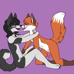 2018 anthro balls blush canine collar duo female fox incest male mammal mother mother_and_son nude open_mouth parent penis raised_tail saliva saliva_string sinligereep sitting son straight