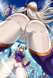 1girls ass ass_focus big_ass blonde_hair bodysuit booty breasts bryan_lobdell bubble_ass building cloud dat_ass domino_mask female female_only giantess horns huge_ass huge_breasts human large_breasts long_hair mask mirror mount_lady my_hero_academia purple_eyes reflection skin_tight sky thick_thighs wide_hips yuu_takeyama