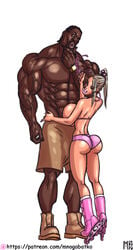 ass big_ass bimbo blonde_hair coxville_stories dark-skinned_male dark_skin female interracial kandi_kane_(theofficialpit) large_breasts lowbeam male mnogobatko roller_skates