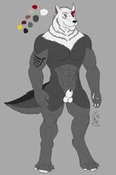 abs albino anthro archonvarros biceps canine digital_media_(artwork) male male_only mammal muscular nude pecs timber wolf