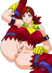 1girls anus ass big_breasts bottomless breasts censored curvy female female_only human koutarou large_breasts leg_hold legs_behind_shoulders legs_over_head light-skinned_female light_skin long_hair naomi_fluegel pussy red_hair solo spread_legs spreading tagme thick_thighs voluptuous wide_hips zoids zoids_new_century