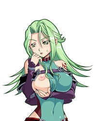 breasts caryo erect_nipples green_eyes green_hair huge_breasts lamia_loveless long_hair nanashino nipples super_robot_wars tattoo