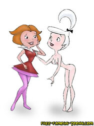 ass bob_cut breasts daughter dress edit free-famous-toons hand_on_breast hanna-barbera high_ponytail jab jane_jetson judy_jetson milf mother nipples nude orange_hair ponytail purple_thighhighs ribbon sci-fi short_hair smile the_jetsons thighhighs tied_hair western_copyright white_hair wife