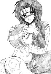 2girls female hyuuga_hinata kurenai_yuhi monochrome multiple_girls naruto naruto_(classic) oyu_no_kaori straight_hair tagme yuuhi_kurenai