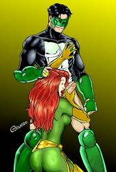 1girls crossover dc_comics female gbelardo green_lantern green_lantern_(series) jean_grey kyle_rayner male marvel marvel_comics phoenix_(x-men) sex straight_hair x-men